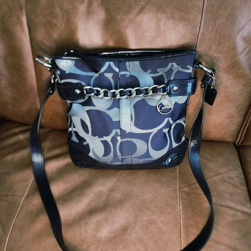 Coach Moto Optic Metallic Signature Crossbody